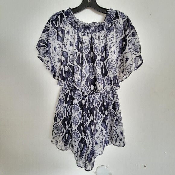 Show Me Your Mumu Rosarita Romper Rattle Rock Blue Snake Print Size Small - Picture 5 of 11